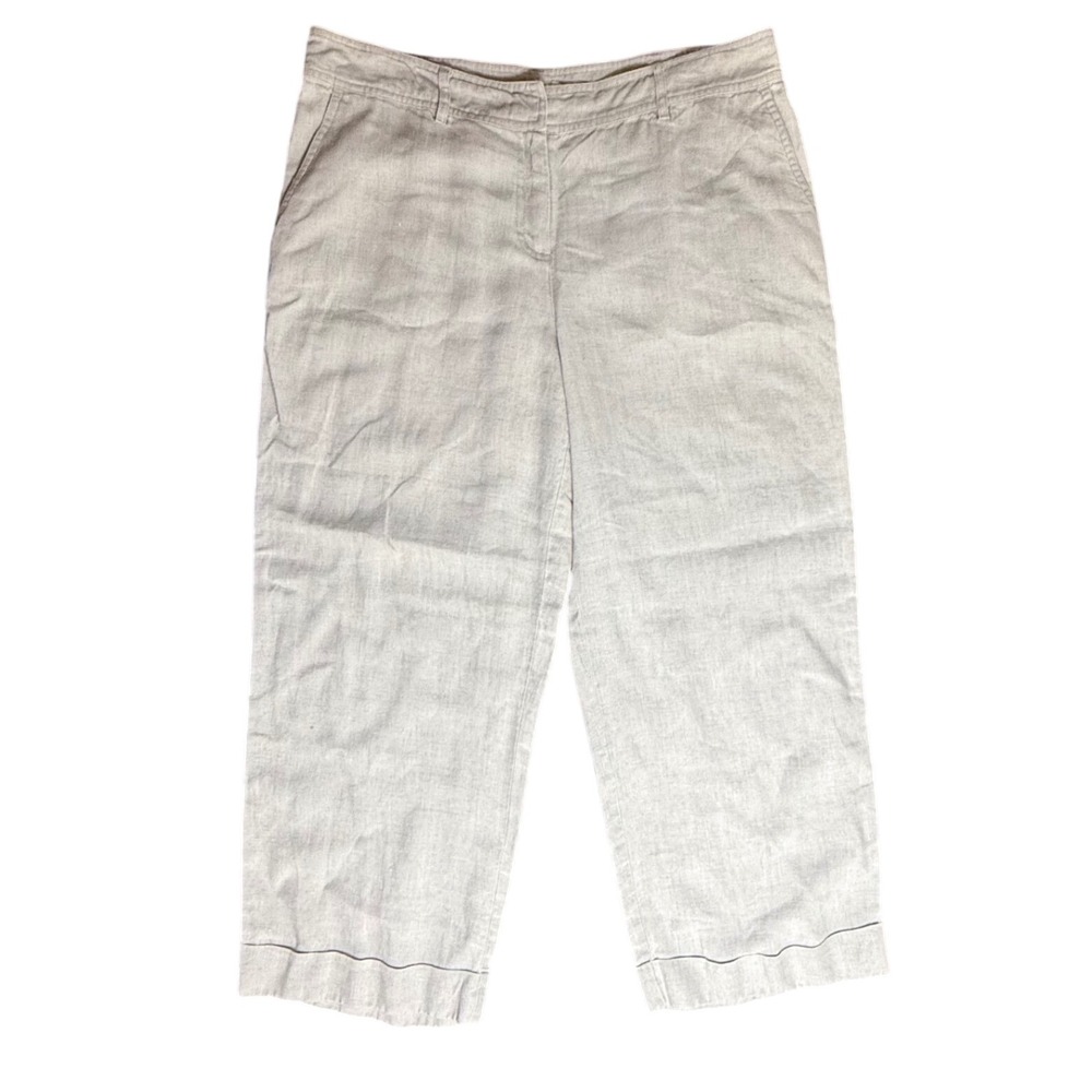 J Jill Linen Cropped Pants Womens‎ Size 12 Beige Casual Trousers